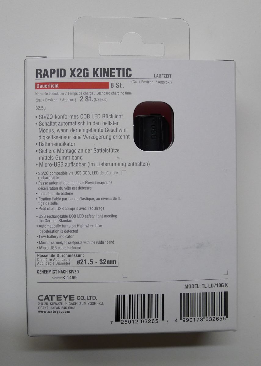 CatEye Rapid X Notebook: Luce Posteriore Per Bicicletta In Gomma Con Riflettori. Compatta, Resistente E Sicura Per Le Tue Uscite In Notturna.